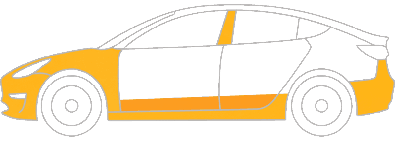 Diagram som viser hvilke deler av bilen Front+ dekker