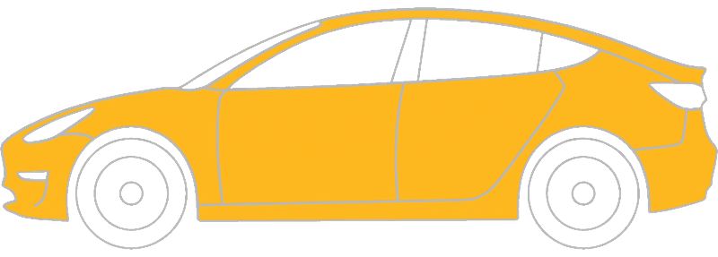 Diagram som viser hvilke deler av bilen Keramisk Coating dekker