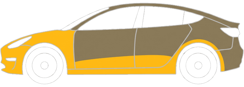 Diagram som viser hvilke deler av bilen Signaturpakke dekker